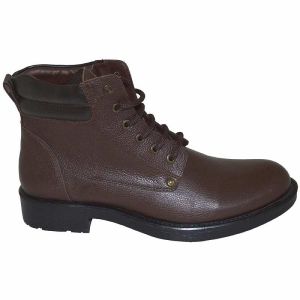 Erkek Klasik Kışlık Deri Bot - Koyu Kahverengi