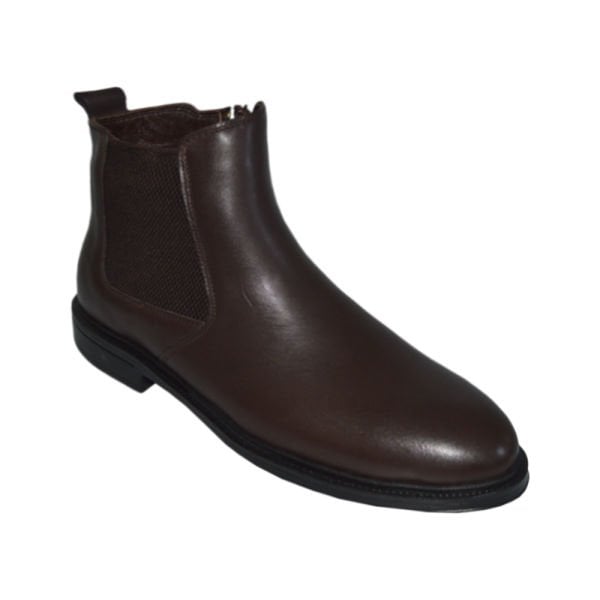 Erkek kışlık kısa desenli bot - koyu kahverengi