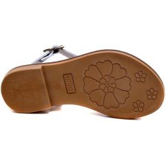 AB-5 Çiçekli Kız Patik Sandalet - Beyaz (Deri)