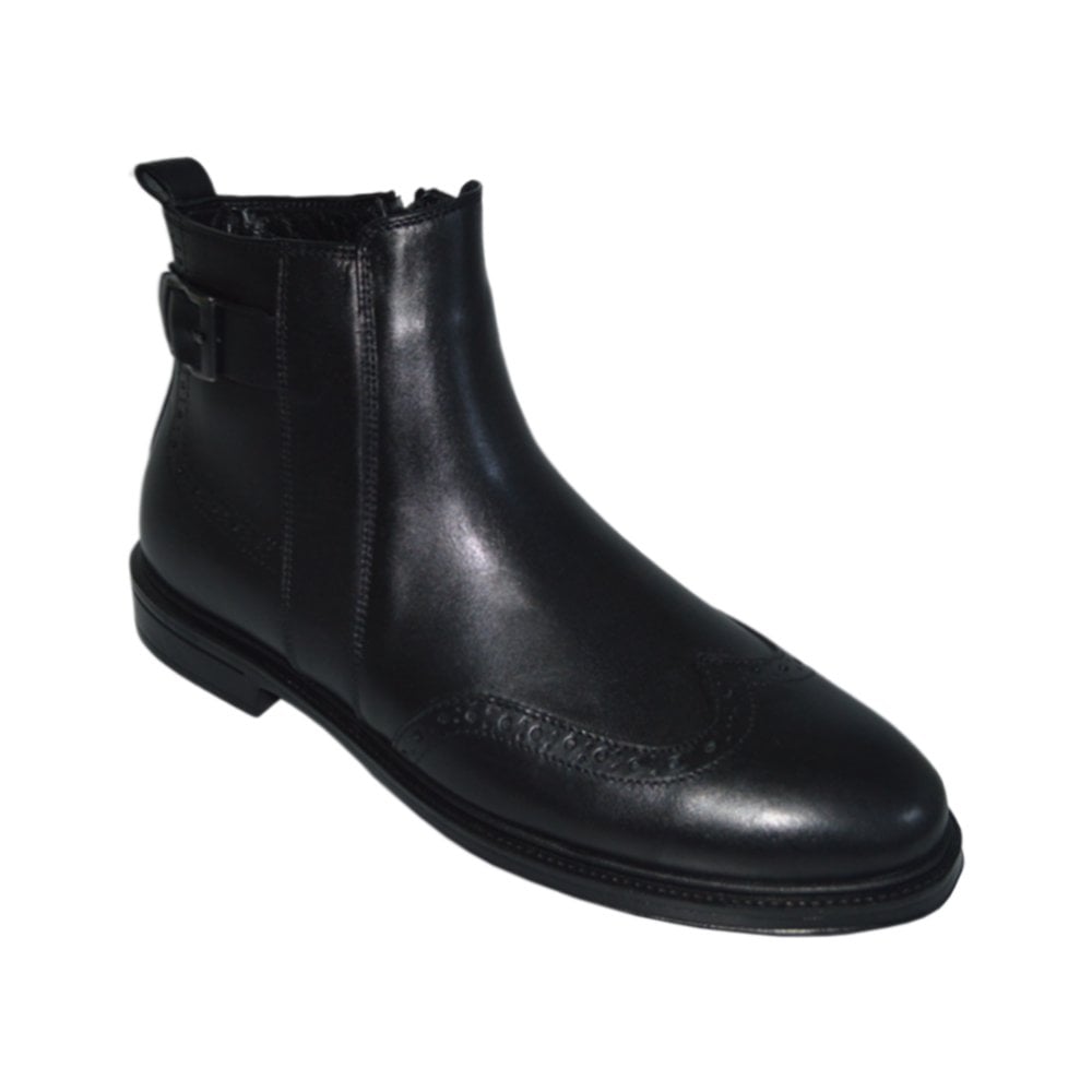 Erkek kışlık kısa desenli bot - siyah