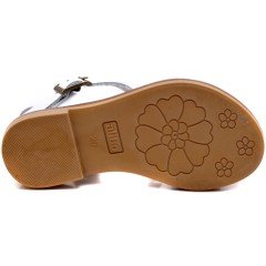 AB-7 Çiçekli Kız Patik Sandalet - Beyaz (Deri)