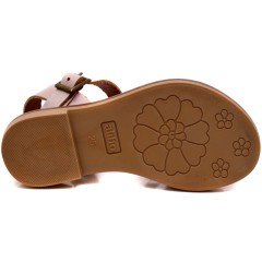 AB-7 Çiçekli Kız Patik Sandalet - Pembe (Deri)