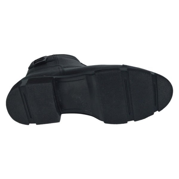 Erkek kışlık desenli deri bot - siyah