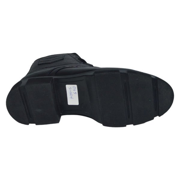 Erkek kışlık desenli deri bot - siyah