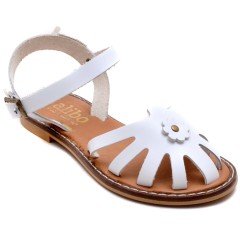 AB-7 Çiçekli Kız Filet Sandalet - Beyaz (Deri)