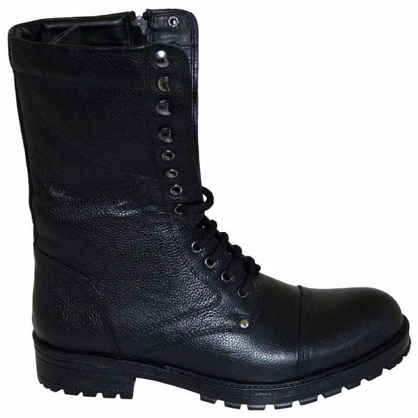 Erkek Uzun Desenli Kışlık Deri Bot - Siyah