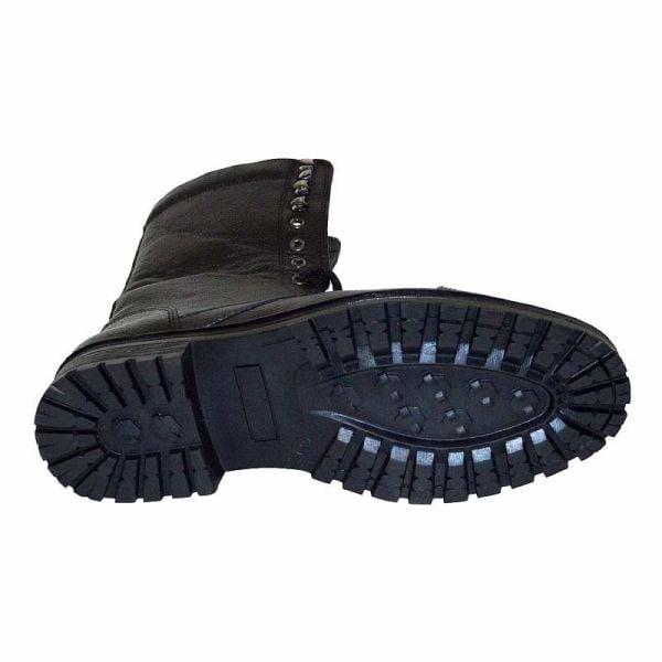 Erkek Uzun Desenli Kışlık Deri Bot - Siyah