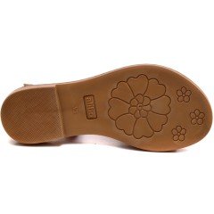 AB-9 Düz Kız Filet Sandalet - Kırmızı (Deri)