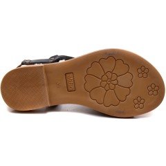 AB-9 Düz Kız Filet Sandalet - Siyah (Deri)