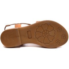 AB-9 Düz Kız Filet Sandalet - Taba (Deri)