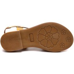 AB-9 Düz Kız Filet Sandalet - Sarı (Deri)