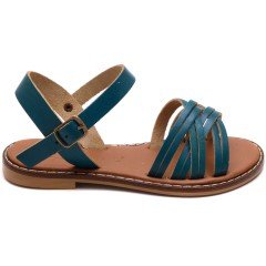AB-11 Düz Kız Filet Sandalet - Yeşil (Deri)