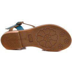 AB-11 Düz Kız Filet Sandalet - Yeşil (Deri)