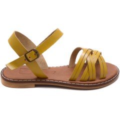AB-11 Düz Kız Filet Sandalet - Sarı (Deri)