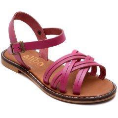 AB-11 Düz Kız Filet Sandalet - Pembe (Deri)