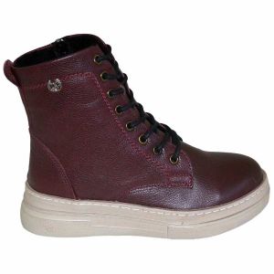 Filet Desenli Deri Bot - Bordo
