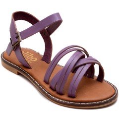 AB-11 Düz Kız Filet Sandalet - Lila (Deri)