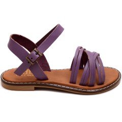 AB-11 Düz Kız Filet Sandalet - Lila (Deri)