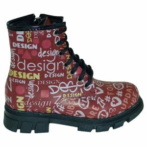 Desenli Fashion Filet Bot - Bordo