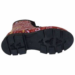 Desenli Fashion Filet Bot - Bordo