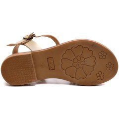 AB-11 Düz Kız Filet Sandalet - Krem (Deri)