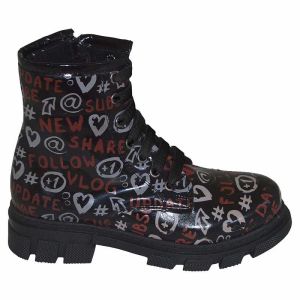 Desenli Fashion Filet Bot - Siyah