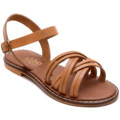 AB-11 Düz Kız Filet Sandalet - Kahverengi (Deri)