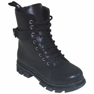 Desenli Filet Outdoor Deri Bot - Siyah