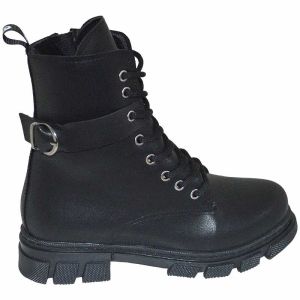Desenli Filet Outdoor Deri Bot - Siyah