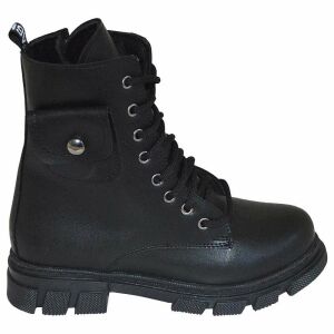 Desenli Filet Outdoor Deri Bot - Siyah