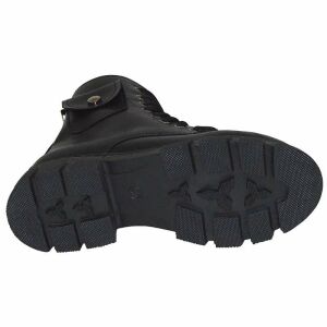 Desenli Filet Outdoor Deri Bot - Siyah