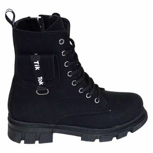 Desenli Filet Outdoor Deri Bot - Siyah