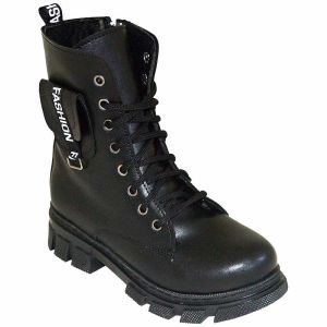 Desenli Filet Outdoor Deri Bot - Siyah
