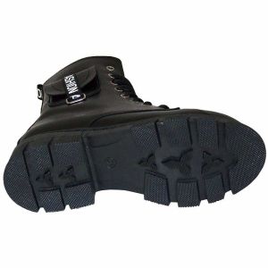 Desenli Filet Outdoor Deri Bot - Siyah