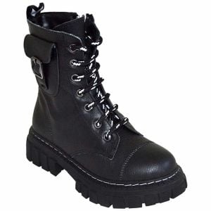 Desenli Filet Outdoor Deri Bot - Siyah