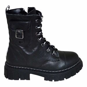 Desenli Filet Outdoor Deri Bot - Siyah