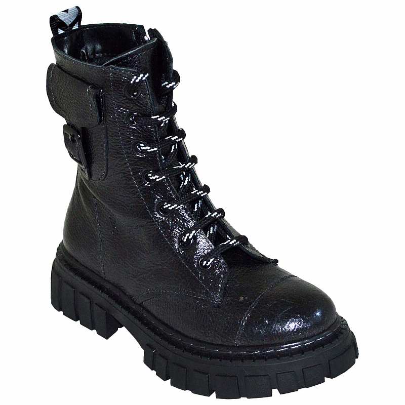 Desenli Filet Outdoor Deri Bot - Siyah