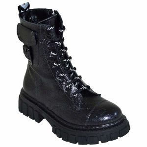 Desenli Filet Outdoor Deri Bot - Siyah