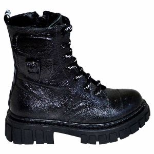 Desenli Filet Outdoor Deri Bot - Siyah