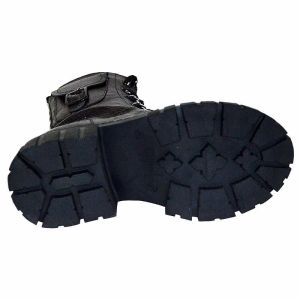 Desenli Filet Outdoor Deri Bot - Siyah
