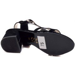 APS-58 Abiye Kız Filet Sandalet - Siyah