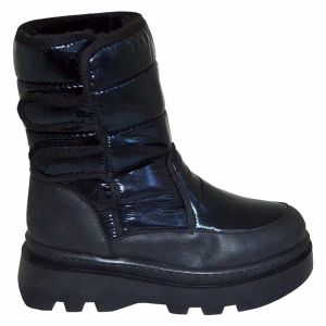 Kadın Kürklü Kar Botu - Siyah Parlak