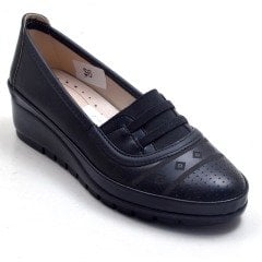 621-AX Lastikli Anne Model Günlük Kadın Ayakkabı - Siyah