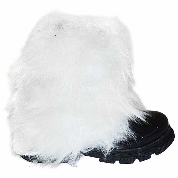 Beyaz Kürklü Fashion Filet Bot - Siyah