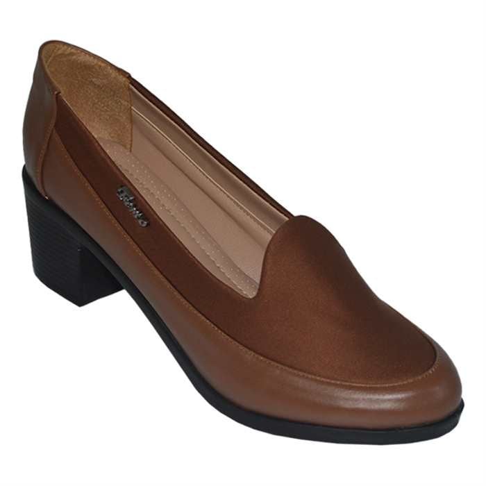 kısa topuklu kadın babet ayakkabı - kahverengi