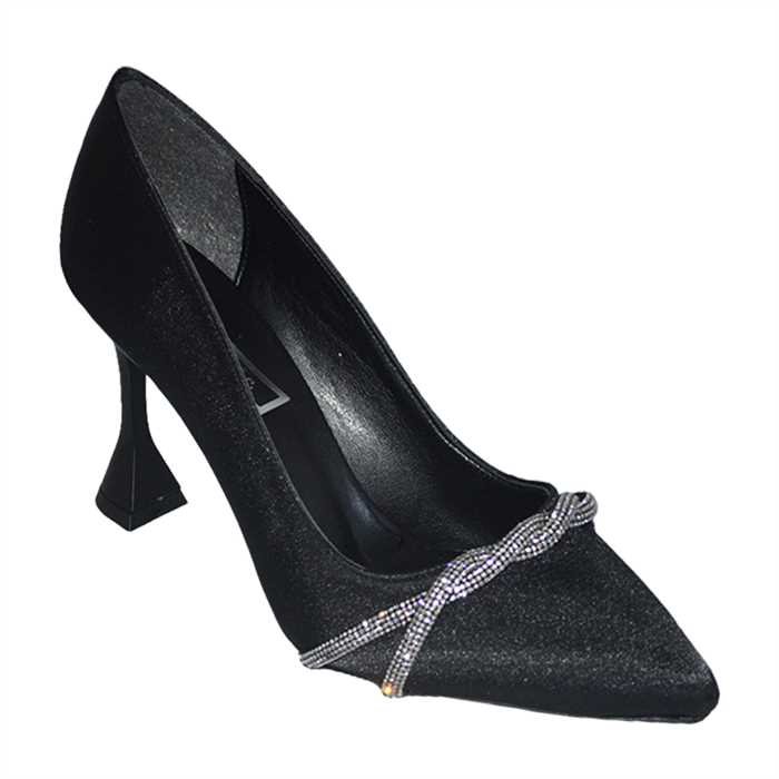 Kadın Sivri Uç Model İnce Topuk Stiletto - Siyah