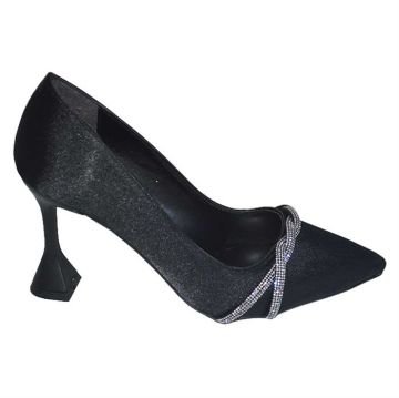 Kadın Sivri Uç Model İnce Topuk Stiletto - Siyah