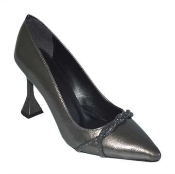 Kadın Sivri Uç Model İnce Topuk Stiletto - Parlak Gri