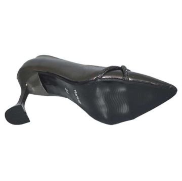 Kadın Sivri Uç Model İnce Topuk Stiletto - Parlak Gri