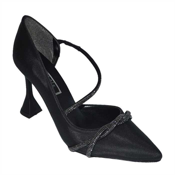 Kadın Sivri Uç Model İnce Topuk Stiletto - Siyah